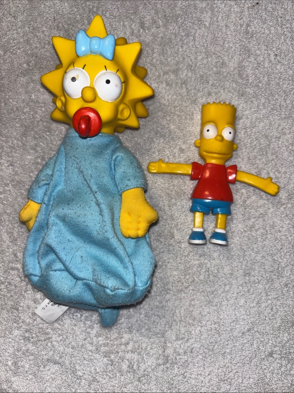 The Simpsons Maggie & Bart vintage Kids Toy Set - Yellow, Blue, Red